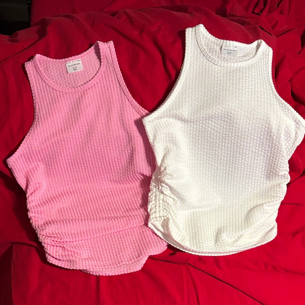 Abercrombie Kids Pink and White Tank Tops